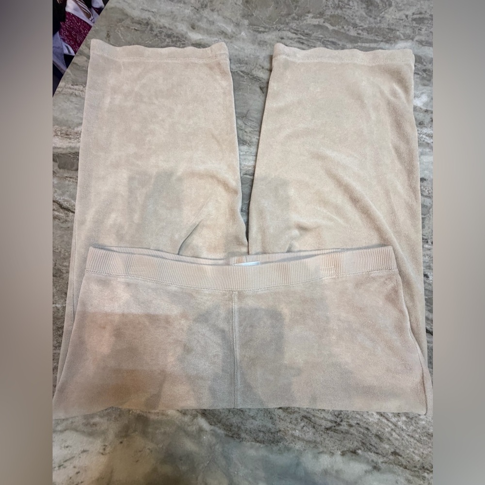 Spa by Chico’s Size 2 Lounge Pants Soft Beige Terry Knit Pull-On Comfort Bottoms